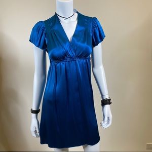 Puella Short Sleeve Blue Silk Dress NWT Size XS